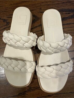 Dolce Vita Cream Braided Double-Strap Slide Sandals